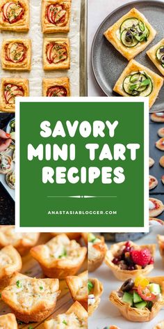 savory mini tart recipes with text overlay