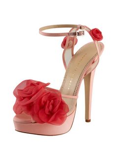 i think i can make something like this but blue flowers Pencil Heels, Charlotte Olympia Shoes, Ankle Sandals, Semi Casual, Pink High Heels, Flower Sandals, Ankle Strap Sandals Heels, Shoes Platform, Peep Toe Sandals