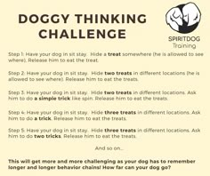 a sign that says doggy thinking challenge