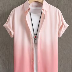 Faster shipping. Better service Ombre Shirts For Men, Mens Button Down, Mens Shirts Design Ideas, Pink Outfit Men, 3d Gradient, Mens Sweat Shorts, Ombre Shirt, Hawaiian Men, Gym Outfit Men