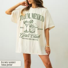 a woman wearing a t - shirt that says tequila mexico