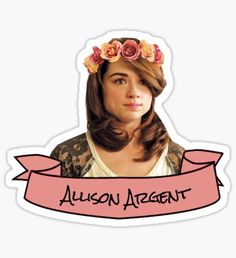 a sticker with an image of a woman wearing a flower crown on her head