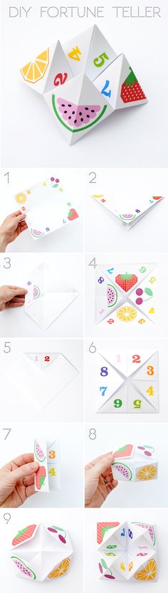 the instructions for how to make an origami fruit box