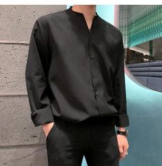 Blouse Korean Style, Chic Streetwear, Streetwear Korean, Stand Collar Shirt, Chic Shirts, Korean Casual Outfits, Streetwear Casual