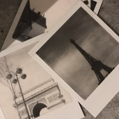 four black and white photographs with the eiffel tower in the background, all on top of each other