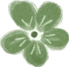 a drawing of a green flower on a white background