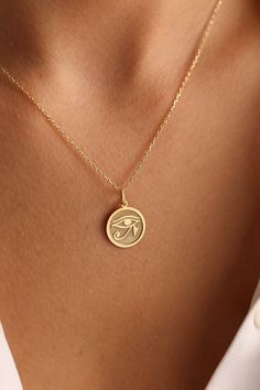 14k Solid Gold Eye of Ra Necklace Ancient Egyptian Symbol of - Etsy Egypt Egypt Necklace, Ancient Egypt Jewelry, Egypt Jewelry, Egyptian Fashion, Ancient Egyptian Symbols, Egyptian Necklace, Symbol Of Protection, Eye Of Ra, Pretty Accessories