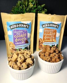 two bags of cookie dough sitting next to each other