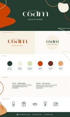 Charte graphique - Agence Cōam #visualidentity #food #wordmark🛠️ Communication Branding, Logo Graphiste, Logo Communication, Ci Design, Style Graphique, Coffee Shop Branding, Visual System, Branding Design Packaging, Branding Template