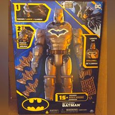 the batman action figure is in its box with instructions to make it look like he's about to die