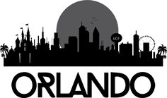 the word orlando in front of a city skyline