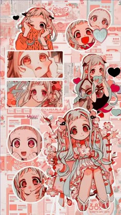 an anime character with many different expressions on her face