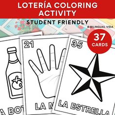 three different coloring pages with the words la estrella and an image of a star