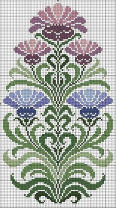 a cross stitch pattern with flowers on it