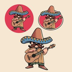 a man with a guitar wearing a sombrero