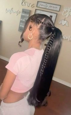 Prom Hairstyles Black Girls Ponytail, Hair Styles For Summer Black Women, Birthday Hairstyles For Black Women Weave, Slick Back Ponytail Hairstyles For Black Women, Cute Weave Ponytail Hairstyles, Frontal Wig Hairstyles Medium Length, Cute Ponytails With Weave, Continuation Hairstyles, Wave Ponytail Black Women