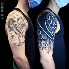 two men with tattoos on their arms