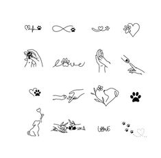 hand and paw prints with the words love written on them in cursive writing