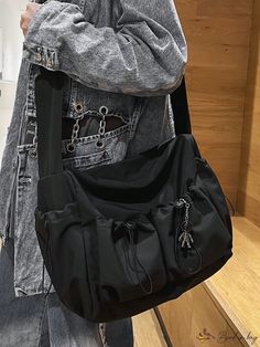 BirdinBag - Versatile Crossbody Bag: Stylish and Functional for Students and Travelers, Ideal for School and Outdoors Black Drawstring Bag For Everyday Use, Black Drawstring Travel Bag, Black Drawstring Bags For Daily Use, Casual Black Drawstring Bag, Messenger Bags For School, Black School Bags, Uni Bag, Stylish School Bags