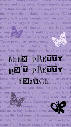 a purple book cover with butterflies on it and the words when pretty isn't pretty enough