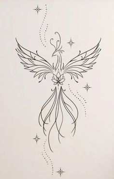 a drawing of a bird with stars on it