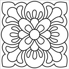 a black and white image of a flower in the middle of a square shape with an outline