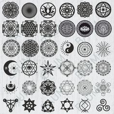 an assortment of circular and star designs