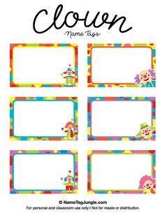 printable clown name tags for kids