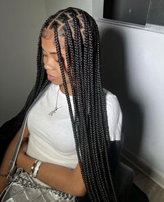 knotless braids| long braids | median braids | braid styles | box braids | braid Inspo | #birthday #beach Sleek Box Braids, Medium Knotless Styles, Med Large Knotless Braids, Knotless Large Braids, Medium Large Braids, Knowles’s Braids, Medium Jumbo Box Braids, Smedium Knotless Long, Large Knotless Box Braids With Curls