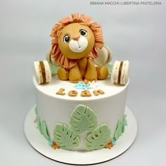 there is a cake with a lion on it