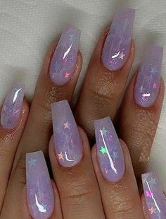 Purple And Yellow Nails, 15 Birthday, Purple Acrylic Nails, Nails Yellow, Purple Nail Designs, Unicorn Nails, Purple Nail, Cute Acrylic Nail Designs, Mermaid Nails