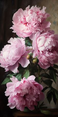 pink peonies in a vase on a table