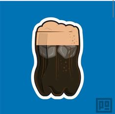 a glass of beer sticker on a blue background