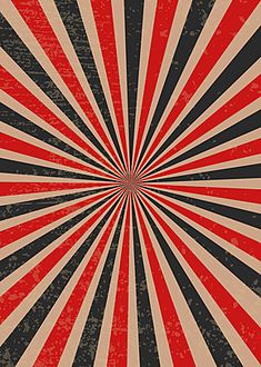 an abstract red and black background with sunbursts in the center, as well as grungy lines