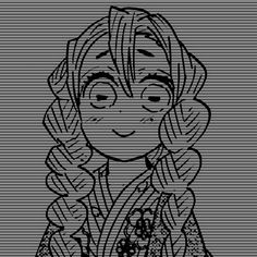 a black and white drawing of a girl with braids on her head, wearing a sweater