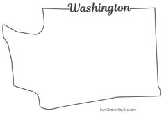 the state of washington is shown in black and white with the word washington on it