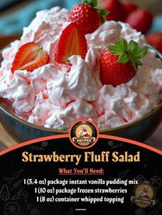 the strawberry fluff salad is ready to be eaten