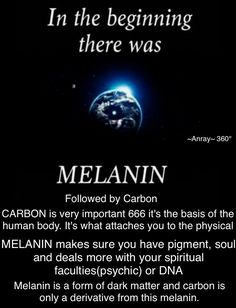 an image of melanin in the beginning there was text on black background with white lettering