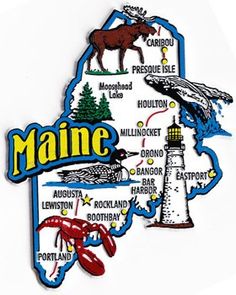 the state of maine is depicted in this embroidered patch