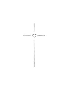 a cross with a heart drawn on it