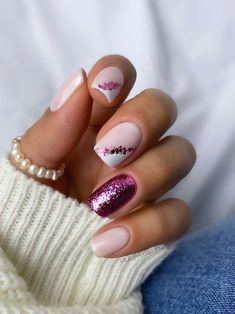 Milky Nails, Pink Glitter Nails, Manicure Gel, Nagel Tips, Cute Gel Nails, Nail Designs Glitter, Dipped Nails, Classy Nails