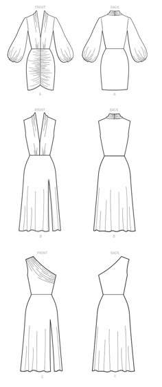 the front and back views of a dress with pleaed details, as well as an open