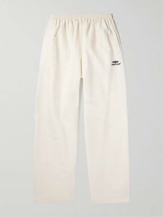 BALENCIAGA Wide-Leg Colour-Block Cotton-Blend Shell Track Pants for Men Balenciaga Pants, Balenciaga Clothing, Street Fashion Men Streetwear, Balenciaga Track, Pants For Men, Mens Streetwear, Mr Porter, S Models, Track Pants