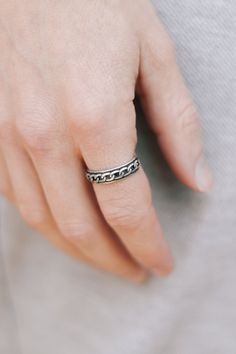 Silver plated cuban chain style ring for men. - Ring material: silver plated - Adjustable size, the ring can be adjusted. - Ring thickness: 0.2 inch (0.5cm) This ring is great as a gift for a man or a boy. All of our jewelry comes wrapped and ready for gift giving! Visit our shop for more similar items: http://www.etsy.com/shop/principles Minimalist Sterling Silver Ring With Silver Chain, Minimalist Sterling Silver Rings With Silver Chain, Silver Rings With Adjustable Chain For Everyday, Metal Rings With Silver Chain For Gift, Gift Metal Ring With Silver Chain Detail, Minimalist Stainless Steel Chain Ring As Gift, Sterling Silver Adjustable Chain Ring For Promise, Adjustable Sterling Silver Chain Ring For Promise, Stainless Steel Rings With Adjustable Chain For Gift