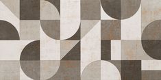 an abstract geometric design with circles and rectangles in shades of brown, beige and white