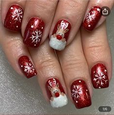 Press On Nails Short, Acrylic Nail Kit, Christmas Series, Snowflake Nails, Christmas Nails Acrylic, New Year's Nails, Stick On Nails