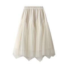 Style: ElegantFit: LooseFabric: CorduroyPattern: SolidElement: Lace/Tulle/FishnetDress/Skirt Length: MidiRise: High RiseProduct Type: Asymmetric,A LineMain Composition: PolyesterSeason: Spring/Summer/Fall Maxi Skirt Spring, Womens Tulle Skirt, Outfit Inspo Spring, Irregular Skirt, Skirt Elegant, Fishnet Dress, Spring Break Outfit, Plaid Pleated Skirt, Pleated Long Skirt