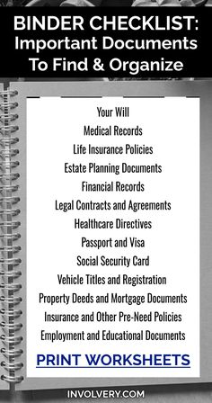 The checklist EVERYONE needs (in case something bad happens!) Organizing Important Documents Binder, Organize Paperwork At Home, Emergency Notebook, Emergency Binder Printables, Organizing Important Documents, Document Binder, Emergency Preparedness Binder, Paper Decluttering, Organizing Important Papers