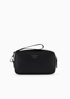 Shop EMPORIO ARMANI ASV regenerated Saffiano leather washbag with eagle plate for Man at the official store and browse the Toiletry Cases collection. Armani Collection, Leather Outerwear, Beauty Case, Belt Accessories, Men's Beauty, Shopper Bag, Shoes Booties, Small Leather Goods, Pump Shoes