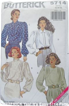 two women's blouses, one in white and the other in blue with polka dots